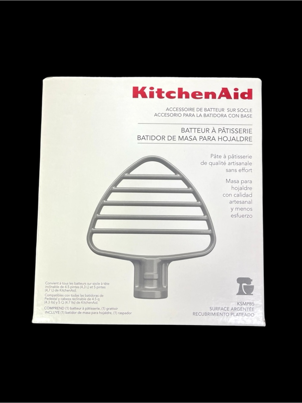 Kitchen Aid Pastry Beater Stand Mixer Accessory #KSMPB5 Silver Dough Baking New